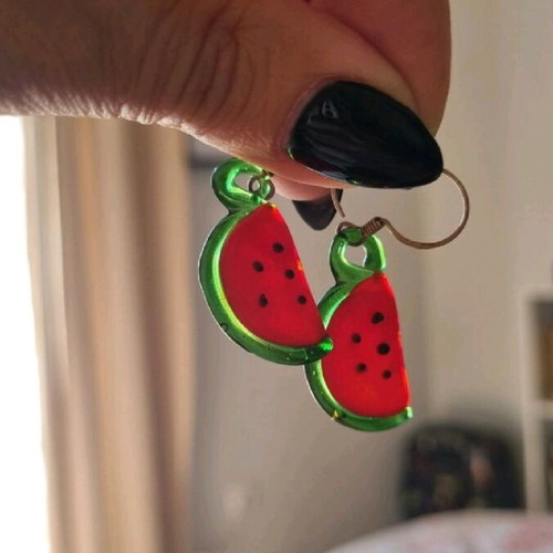 Watermelon earrings new, red and green dangle