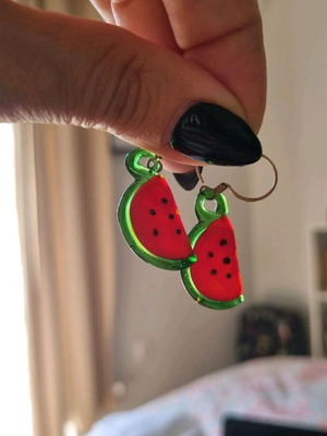 Watermelon earrings new, red and green dangle