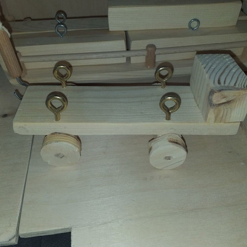 Wooden toy with crane bridge, ship and small handmade truck, new