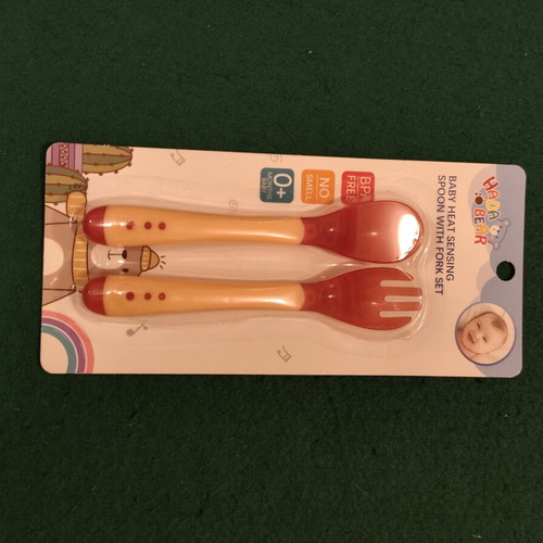 Hada Bear Baby Heat Sensing Spoon and Fork Set, BPA Free