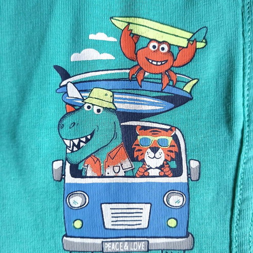 C&A Boys' Shorts turquoise 4Y new, cotton, fun print