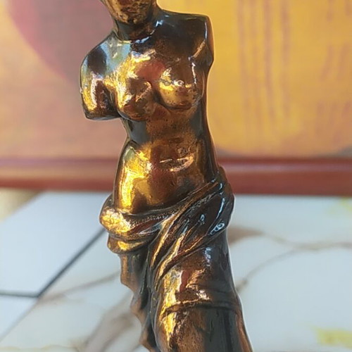 Aphrodite bronze decorative statue on marble base