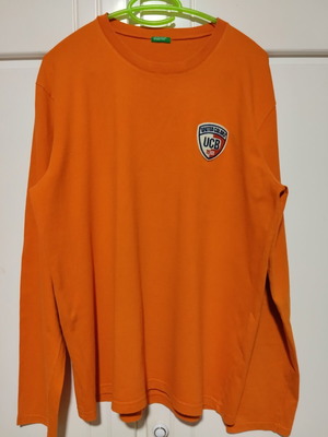 Benetton men's orange long sleeve shirt large used