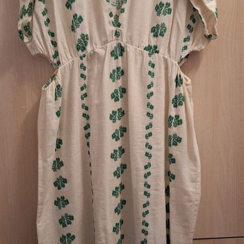 Zara linen dress XL used, white and green