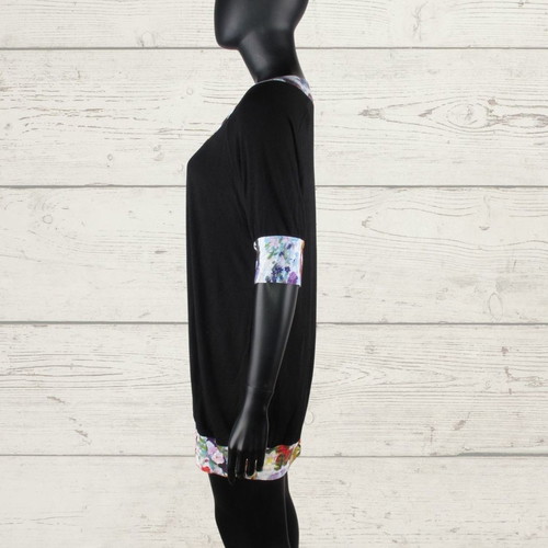 Eva & Claudi women's tunic dress size M black floral like new