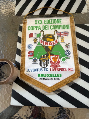 1985 Final Banner Panathinaikos Liverpool Juventus like new