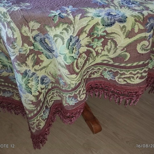 Old double-sided figure tablecloth, thick fabric, 1950s, 1.50x1.50 m
