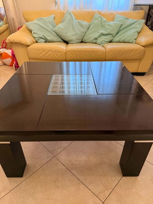 Solid wood coffee table, dark brown