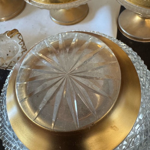 Porcelain decorative set used, Bohemian crystal