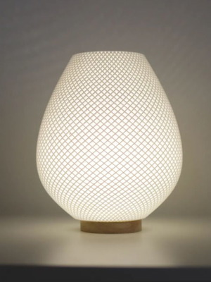 Drop Lamp New With Mesh And Wooden Base