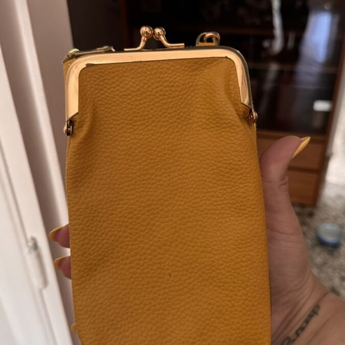 Crossbody bag with wallet and phone holder, mustard
