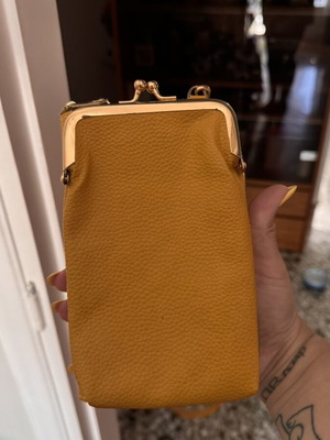 Crossbody bag with wallet and phone holder, mustard