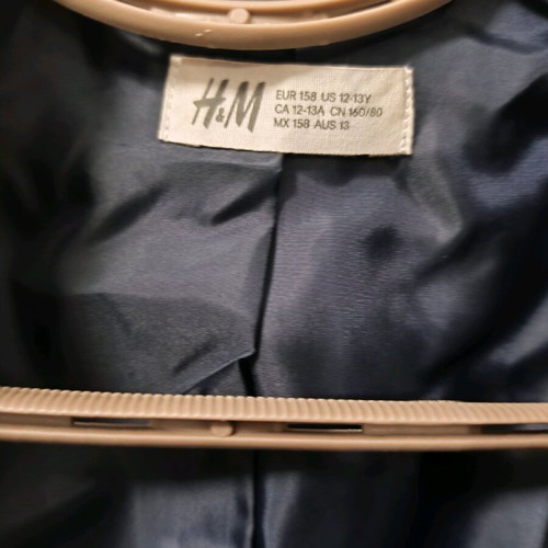 H&M velvet jacket like new, 12-13 years, dark blue, 158 cm