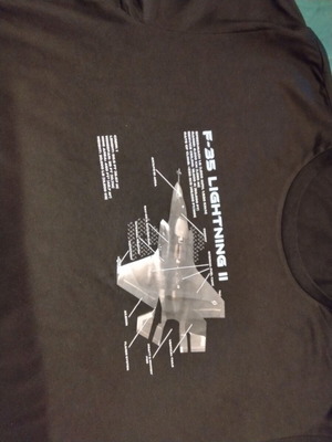 T-shirt 4XL black with F-35 print cotton new