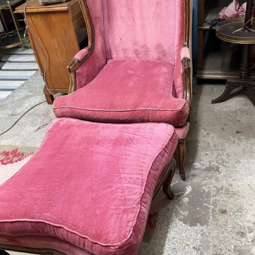 Armchair with footstool like new