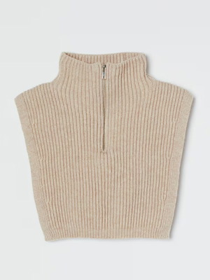 H&M knitted collar beige with gold zipper new, onesize