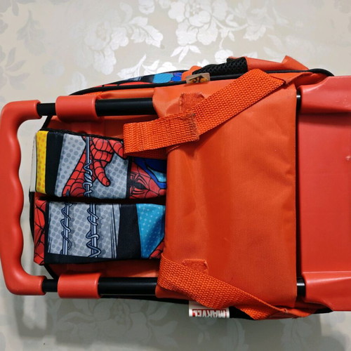 Spiderman school backpack used with wheels and detachable mask