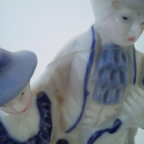 Porcelain figurine with musician couple used, vintage