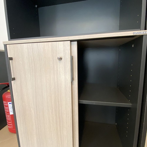 Dromeas Bookcase and Cabinet set like new, anthracite with grey oak