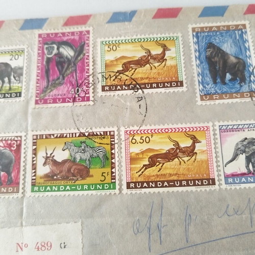 Postwar Airmail Envelope with Thematic Animal Stamps 1945 used