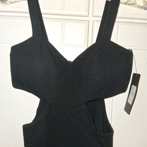 Black dress new, short with wide straps and side cutouts