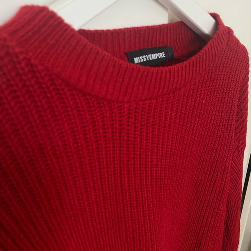 Missy Empire Red Balloon Sleeve Knit Jumper UK Size 8 Like New