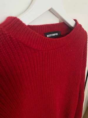 Missy Empire Red Balloon Sleeve Knit Jumper UK Size 8 Like New