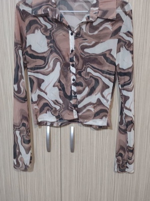 Mesh πουκάμισο Stradivarius medium μεταχειρισμένο, καφέ, κοντό μήκος
