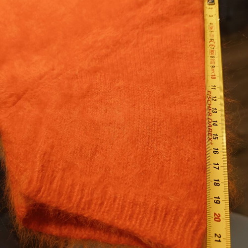 Knitted short-sleeve blouse 70% angora like new, orange, size S