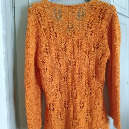 Knitted blouse with ribbon, medium, orange