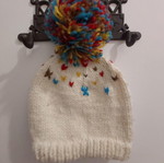 Hat like new, warm, multicolored, modern design