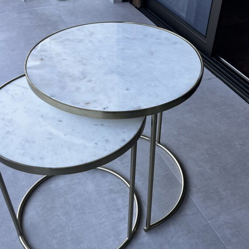 Zara Home marble and gold coffee tables used