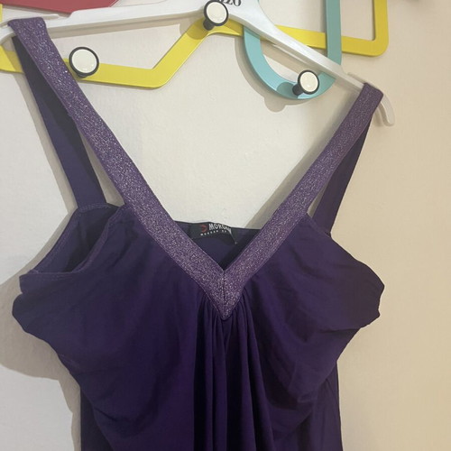 Morgan top in purple with shiny straps, new, size M