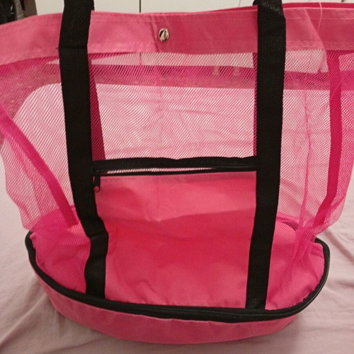 Shoulder beach bag like new with cooler pink