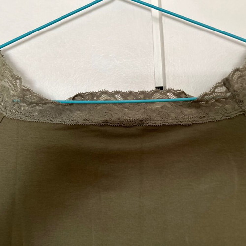BEBE, blouse, Made in USA, khaki color, Size L.