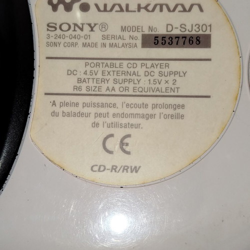 Sony Walkman D-SJ301 CD player S2 G, working