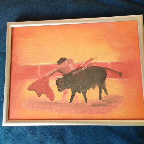 Watercolor from Spain 27 cm x 27 cm like new with frame