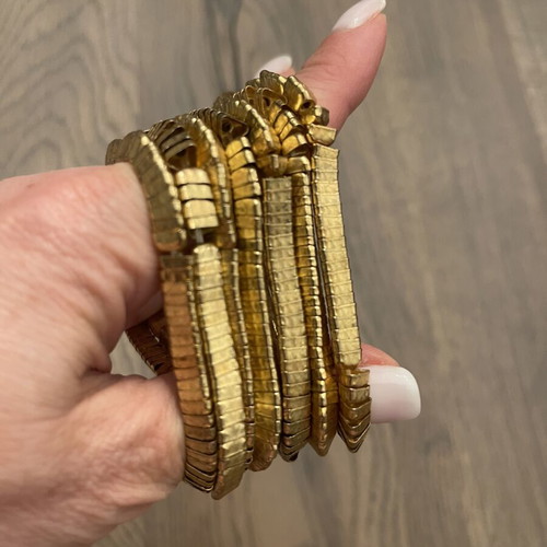 Zara elastic bracelets, set of 7, gold color