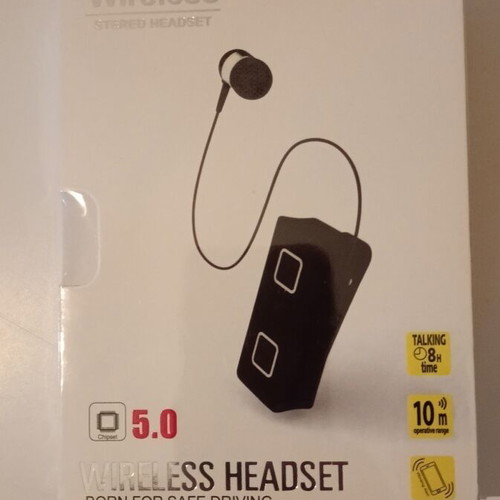 Wireless headset new with cable retraction and noise reduction