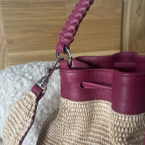 Callista raffia and leather hand bag new with red details