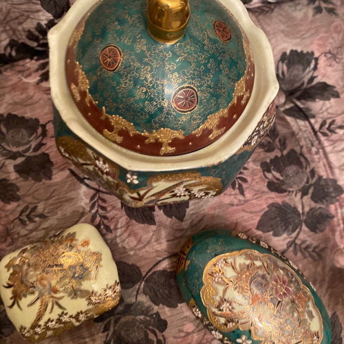 Royal Satsuma set handpainted vintage porcelain