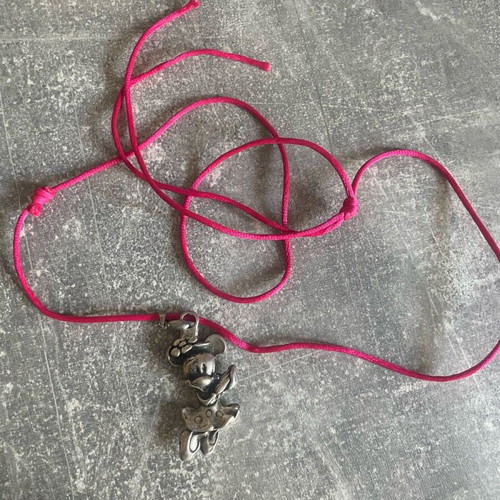Minnie Mouse necklace used, metal, silver color