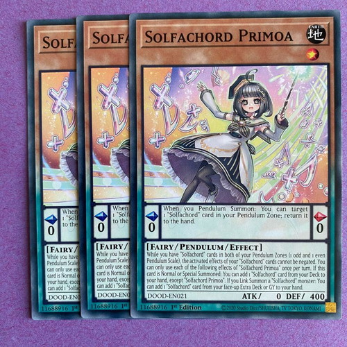 Yu-Gi-Oh Solfachord Primoa x3 1st Edition Pendulum monster like new