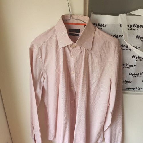 Zara men's shirt striped white and orange like new, sizes S, M, L