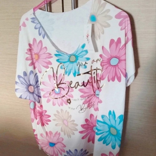 Short Sleeve Blouse New Collection Italy one size white multicolor new