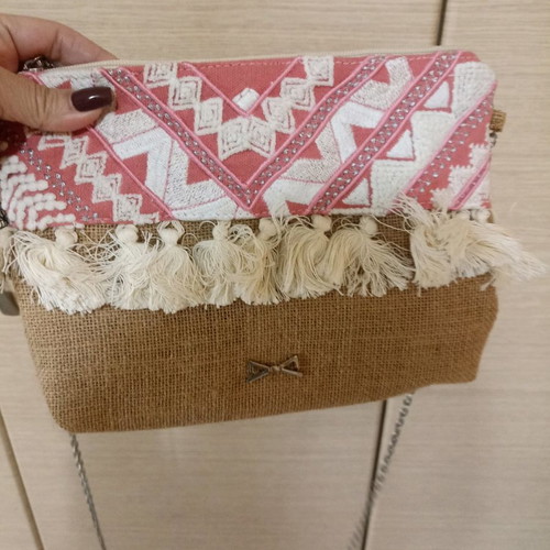 Achilleas Accessories boho style straw clutch bag new