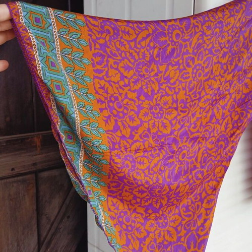 Silk shirt, orange and purple, one size
