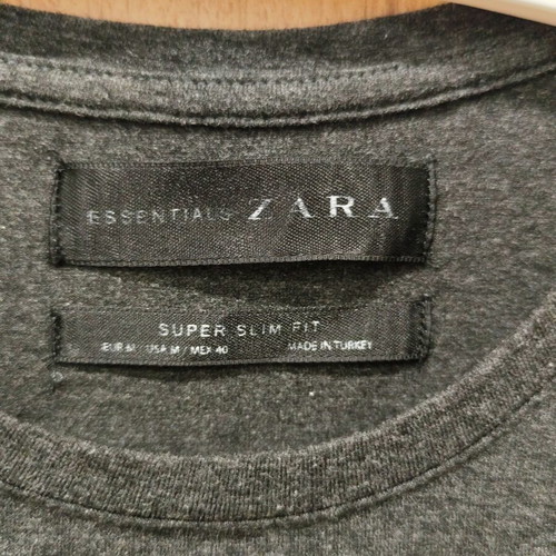 Zara Essentials Super Slim Fit long sleeve shirt, grey, M