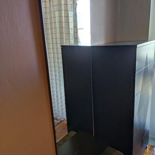 Mirror 150x55 with shelf and stool like new