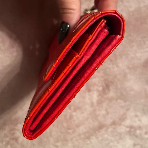 Lady Dior red patent leather wallet like new
